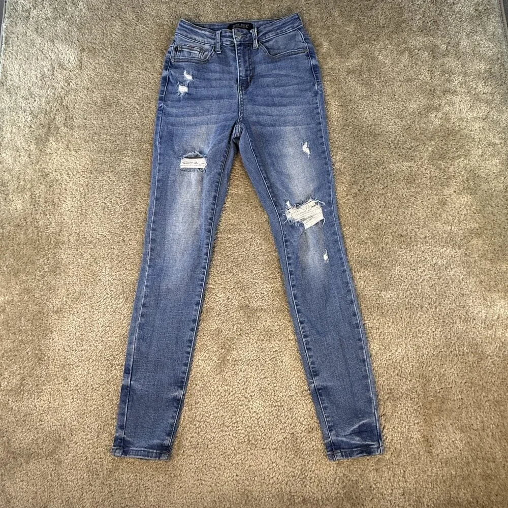 Judy Blue Skinny Fit Jeans Womens Size 0/24 High Rise Denim Blue Ankle F680